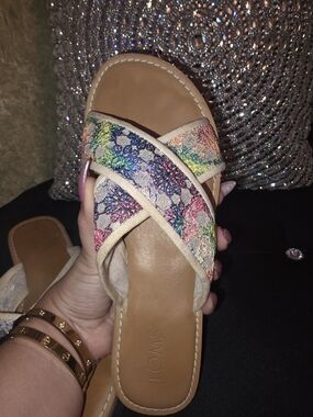 TOMS Women’s Multicolor Embroidered Slide Sandals